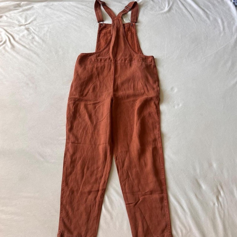 Aerie Brand NWT Rust Orange Overalls Linen Cottagecore Flowy Y2K Prairie Western - Picture 7 of 8